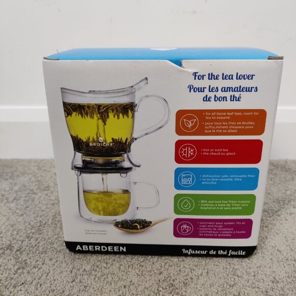 Grosche Aberdeen NEW Tea Steeper 1000 ml 1 L Tea Infuser Teapot Smart Tea Maker - Picture 2 of 10